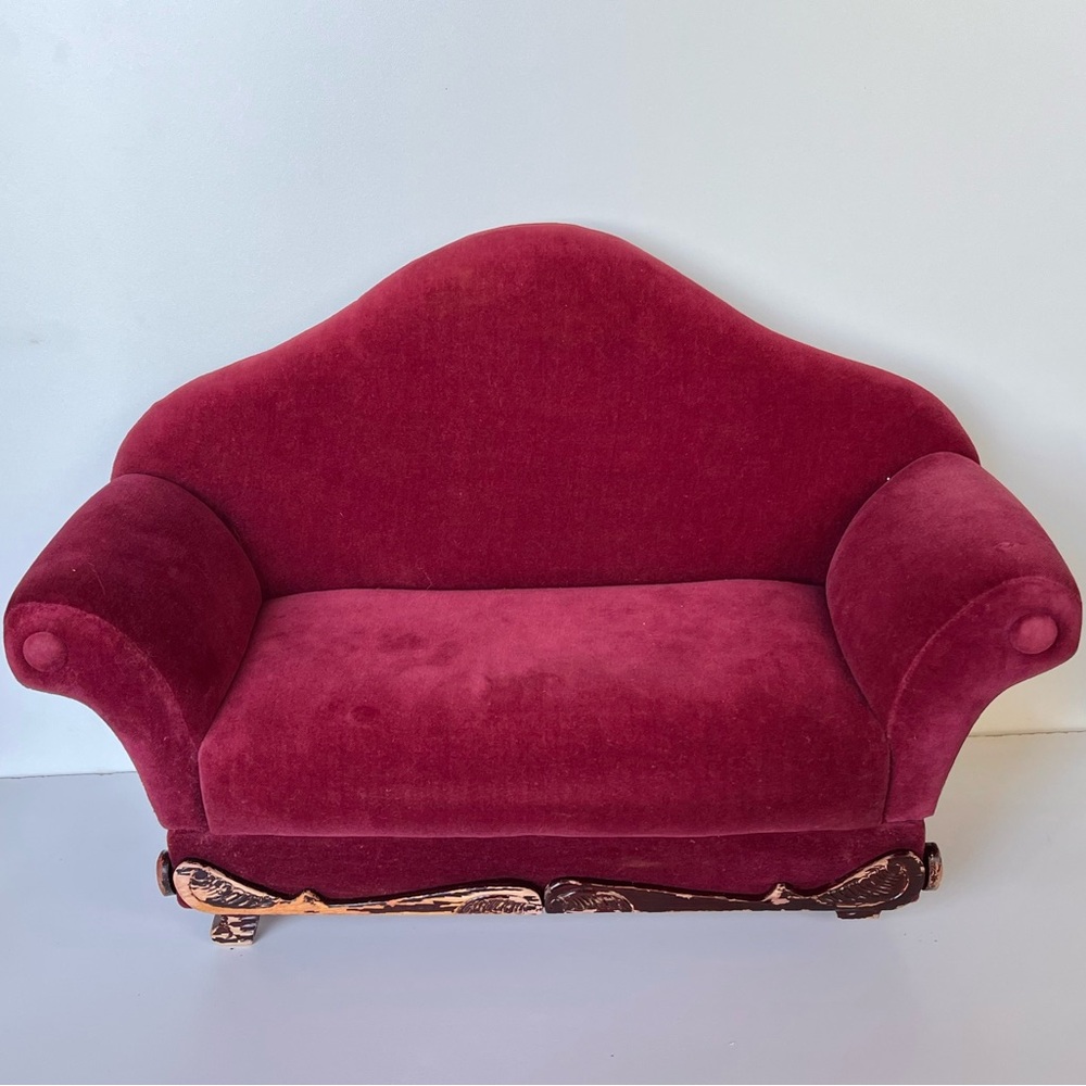 AMERICAN GIRL AG RARE VELVET REBECCA SETTEE SOFA COUCH